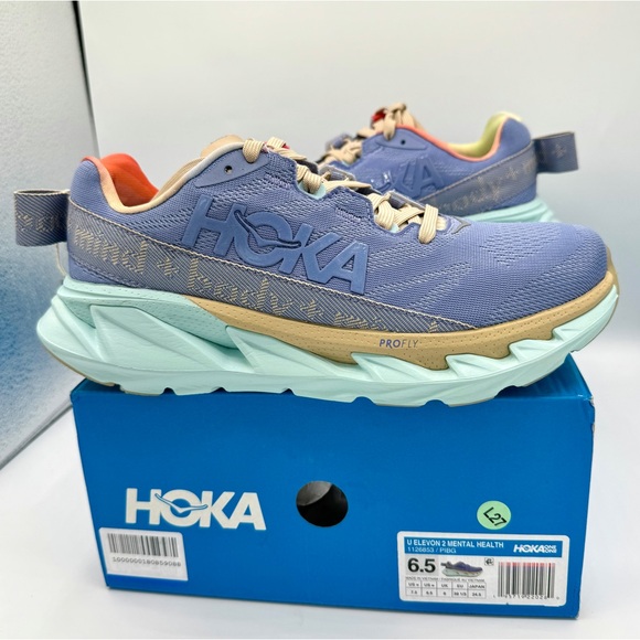 NWT Hoka Elevon 2 Running Shoes Mental Health Sneakers Unisex Purple Blue Glass - Picture 6 of 16